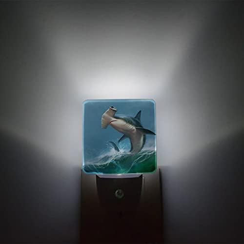 Noćno svjetlo za djecu, plavo nebo okeanska ajkula Čekićar sa bijelim stomakom LED noćno svjetlo Priključite