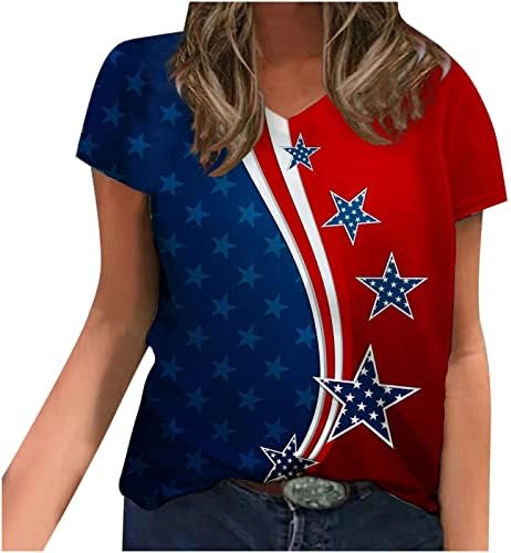 LEPPCY 4. srpnja Košulje žene, dan nezavisnosti Ljetna američka zastava Ispiši vrhove labavih