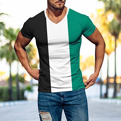 HDDK MENS kratki rukav s majica V vrat, ljetni blok za patchwork Slim Fit Sports Tee vrhovi lagane vježbe majica