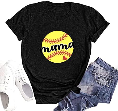 Ženske Bejzbol mama majice labave Fit novost štampani vrhovi okrugli vrat majice majke dan kratki rukav ljetni vrhovi