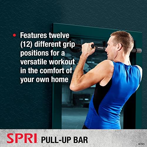 SPRI Pull Up Bar-8-Grip pozicija Premium Heavy Duty čelični okvir & Foam Covered ručke | podržava 300lbs