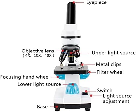 Fguikz Zoom 2000x Biological Microscope monocular Student Laboratory Lab Education led USB