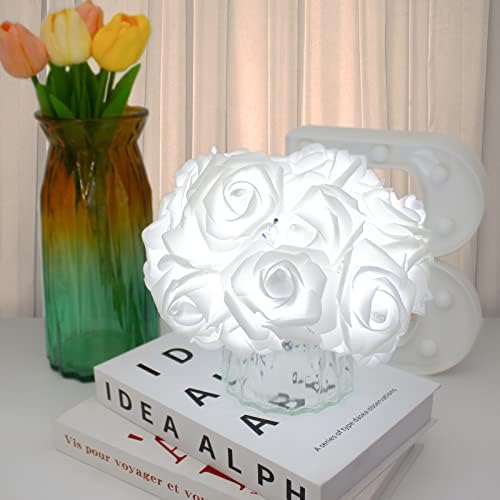 Vipmoon LED svjetla za cvijeće ruže, Bijela svjetla za spavaću sobu 6.6 ft 20led dekorativna svjetla na baterije unutrašnja Vanjska