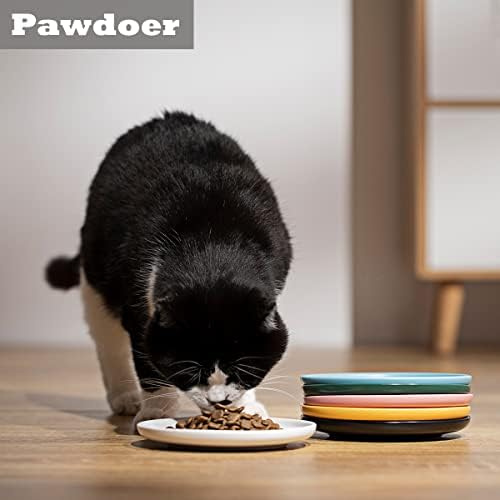 Pawdoer keramički plitko jelo za mačke, gsište za umor besplatne posude za hranu, široka i mala ploča za kućne ljubimce za mače i mačiću, kratkim nogu Munchkin Cat