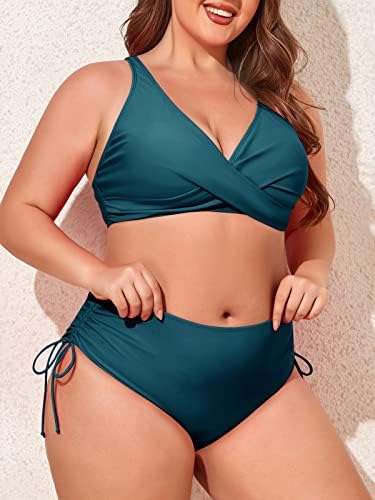 Summer Mae Plus Size bikini Set za žene Twist V-izrez kupaći kostim visokog struka sa strane kravate