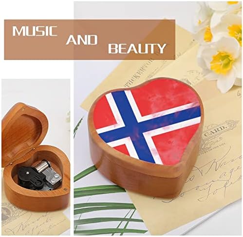 Norveška zastava Drvena muzička kutija Windup u obliku slova u obliku tiskanih kutija za mir rođendan za