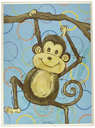 Dječija soba Stupell Lil Buddy Monkey sa točkicama pravougaona zidna ploča, 11 x 0,5 x 15, ponosno napravljena u SAD