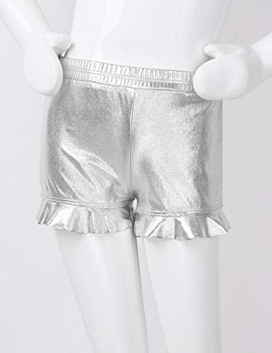 Venjoe Kids Girls sjajne metalne kratke hlače Gimnastična dno Jazz Cheer Dance Performance Hot Hlače