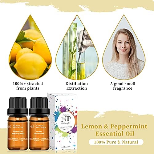 Limunska paprimena esencijalna ulja set za difuzor i aromaterapiju, kožu, njegu kose, kadu, masaža čista esencijalna ulja - 2 paketa 10ml