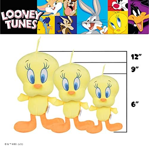 Looney Tunes Warner Brothers Tweety Plish figura igračka za pse | 12-inčna žuta tweety ptica škripana plišana igračka za pse | Meke i slatke škripave igračke za pse za sve pse, punjene životinje za pse