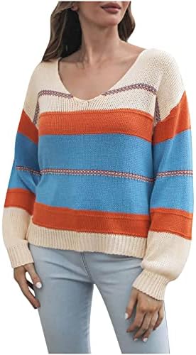 Ženski džemper s dugim rukavima džemper s prugastim bojama labava fit dukserica plus veličine Trendi