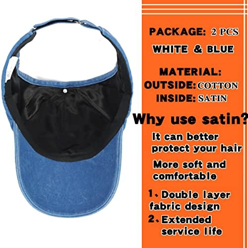 Milamiya 2 paket šešir za rep bez leđa za žene šešir za prirodnu kovrčavu kosu bejzbol kapa za žene s vezicama