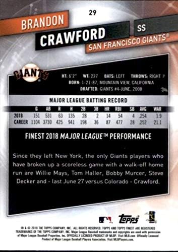 2019 Finest # 29 Brandon Crawford San Francisco Giants Baseball Card