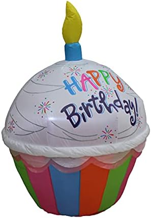 Paket ukrasa za tri rođendana, uključuje tortu za rođendan na naduvavanje na naduvavanje od 6 stopa sa 4 sveće, i dva 4 stope visoka Naduvavajuća kolača za rođendan