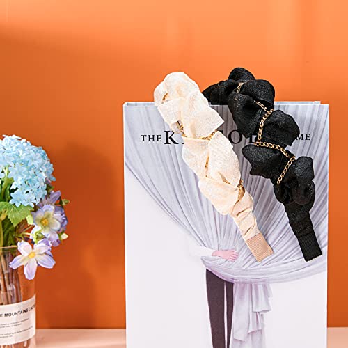 Sluxa Fashion perla platnene ženske trake za glavu, dizajner fold Bing obruč za kosu za žene djevojke, lančani dodaci za kosu za vjenčanje/zabavu/dnevnu haljinu.
