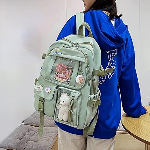 Huihsvha Kawaii Backpack, estetska školska torba za laptop sa priborom za PIN, PUT-a Daypack Bookbag za tinejdžerske djevojke Studenti