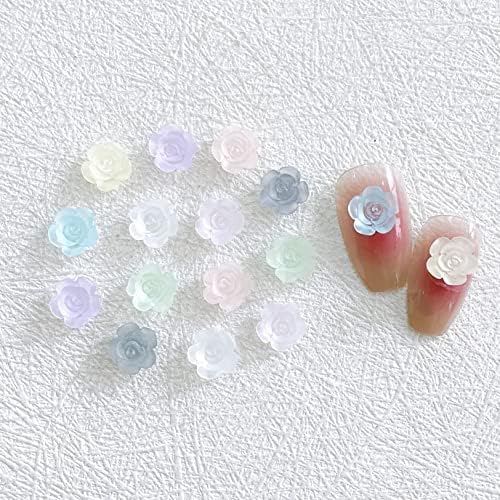 LIUDAMAI 30kom Nail Art Rhinestones LED prozirna Svjetleća Kamelija sistem boja nakit za nokte male svježe smole ruže DIY dodaci
