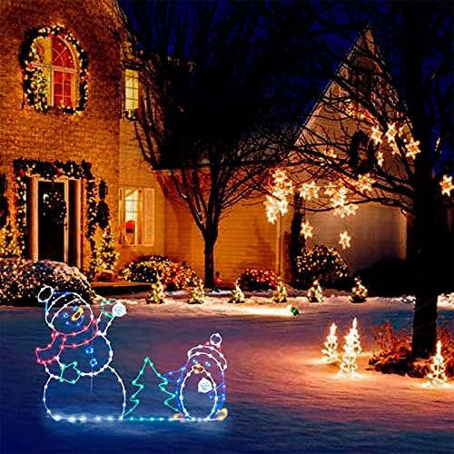 Božić Animirani Snowball Svjetlo Niz, Božić Vanjski Vrt Snijeg Sjajne Dekorativni Okvir Znak,