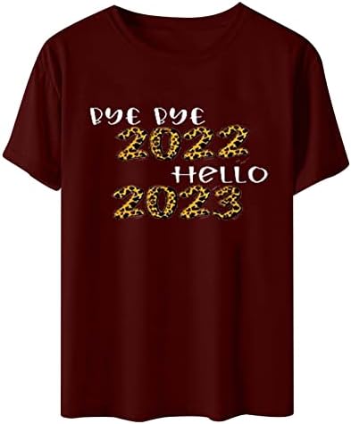 Kratki rukavi za žene Casual kratki rukavi praznične bluze Bye Bye 2022 Hello 2023 Print majice o-Neck