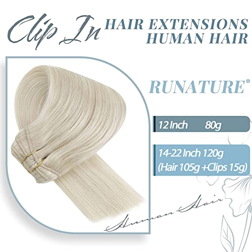 RUNATURE 22-inčna kopča u ekstenzijama za kosu prava ljudska kosa plava dvostruka potka plava ekstenzija za kosu u ljudskoj kosi za dugu kopču za kosu u pravim ekstenzijama za kosu dvostruka potka 120g 7 komada