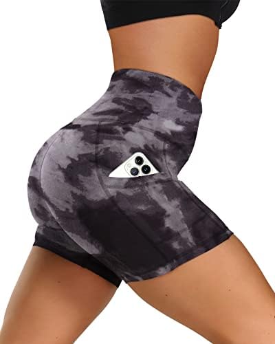 GAYHAY Biker šorc sa džepovima za žene-mekani trening šorc sa kontrolom stomaka visokog struka za atletsko trčanje na jogi