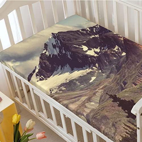 Prirodni krajolik Planine Tema sa postavljenim krevetićem, standardni madrac sa krevetom ultra ultra mekani materijal-bebe za dječake, 28 x52, bijela crna zelena