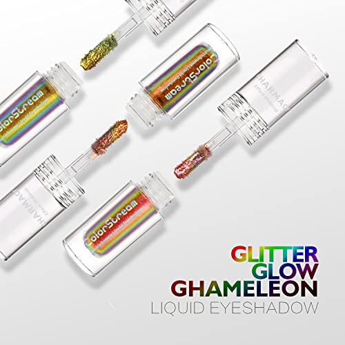 CHARMACY Liquid Duochrome sjenilo, višedimenzionalni izgled očiju, dugotrajno svjetlucavo sjenilo postavlja metalne Pigmente, brzo sušenje, pjenušava sjajna šminka za oči za početnike, 1.6 g