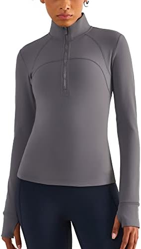 Altiland Pleece obložen pola zip pulover sažeti za žene dugih rukava Atletska trkačka termalna majica