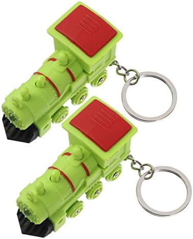 ValicLud 2 kom. Vlak prsten za ključeve male auto figurice LED lampica sa zvučnim ruksak viseći ukrasi za odmor crna