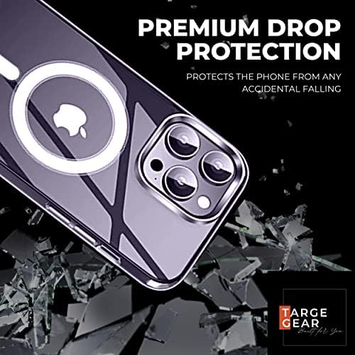 TargeGear iPhone 14 Pro Max Shockproof Clear Magnetic Case sa [2 pakovanja] zaštitnicima ekrana od kaljenog stakla i [2 pakovanja] štitnicima za sočiva kamere