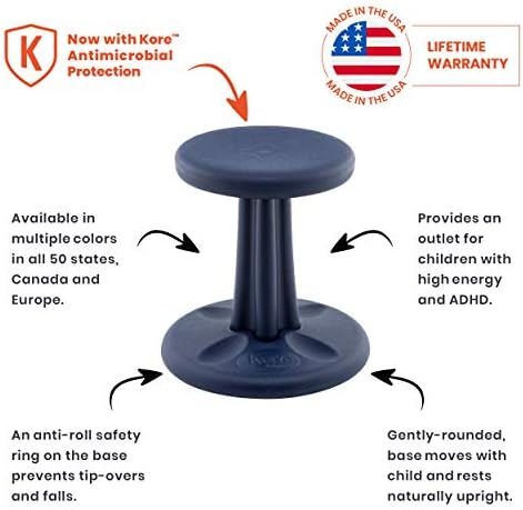 Kore Kids Wobble stolica-fleksibilna sjedeća stolica za učionicu & Osnovna škola, dodati/ADHD-Made in the USA-starost 6-7, razred 1-2, tamno plava