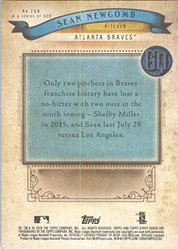 2019 gornje od gornje Gips-ove kraljice # 250 Sean Newcomb Atlanta Braves MLB bejzbol trgovačka kartica