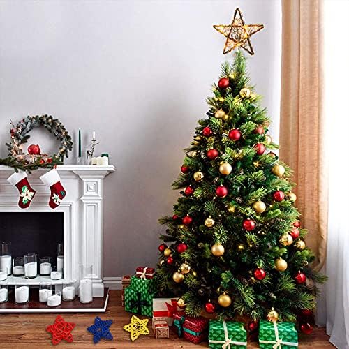 TOPER BOŽIĆNI ZVEZI STAMPER - prirodna ratana božićna zvijezda s 10pcs Wicker Rattan zvijezde za rustikalni Xmas Tree Ornament u zatvorenom ukrasu za zabavu