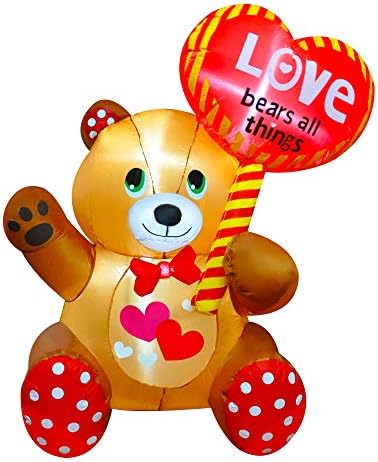 Seasonblow 4 FT napuhavanje Valentinovo medvjed sa srcem LED osvijetljeni ukras za Dvorište Lawn Garden