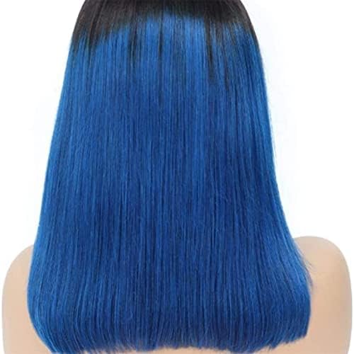 XZGDEN perike perika za kosu ravna plava čipka prednja perika Bob perike za ljudsku kosu kompatibilne sa ženskom gustinom 150% perika za kosu