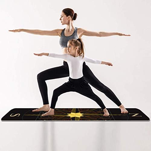 Unicey debela neklizajuća Vježba & amp; fitnes 1/4 prostirka za jogu sa kompasom Crni Print za Yoga Pilates & amp; Vježba fitnesa na podu