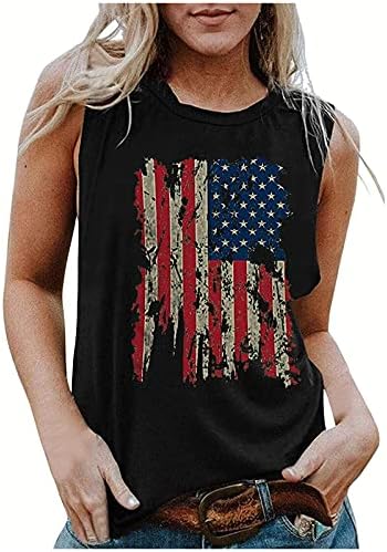 4. jula vrhovi za žene labave vrhove spremnika ženske patriotske odjeće tunika bez rukava u SAD-u