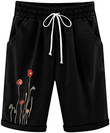 MNBCCXC ženski cvjetni print ljetni vijski otisci visokog struka pamučne platnene hlače plus veličine kratke