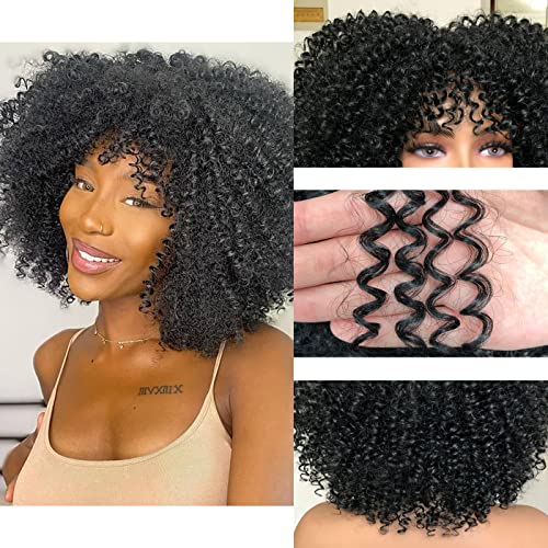 Crna 10 inča kratka kovrčava perika sa šiškama za crne žene Afro Kinky Curly perika Perike od sintetičkih vlakana