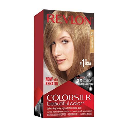 Trajna boja kose Revlon, trajna boja za kosu, Colorsilk sa sijedom pokrivenošću, bez amonijaka, keratina i aminokiselina, 61 tamnoplava, 4,4 Oz