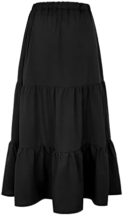 Pleted Flowy Midi suknje za žene Ljetne casual boho suknje s džepovima cvjetna midi suknja Visoko struka Swing A-line suknja