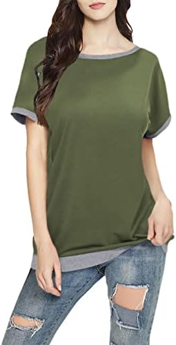 Jinkesi ženski ležerni ljetni kratki rukav Tun na vrhu Boja bloka okruglih vrata bluze T majice