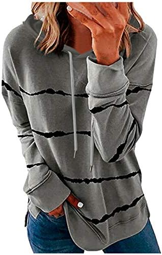 Ženski stilski Dugi rukav Crewneck Duks meka udobna strana Split pulover Tops Casual majica za