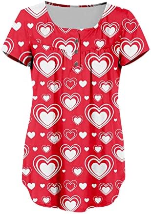Dan zaljubljenih žene-vrhovi-duge rukave Henley Shirts V bluze za vrat dugmad up tunike lepršave