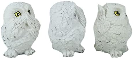 Ebros See Sah Govori bez zla debele bebe Bijele sove Figurice Set od 3 dekora mudrosti šume Nocturnalni snježni sova tematski sabirnici Chibi Owneti Kolekcionarski statue