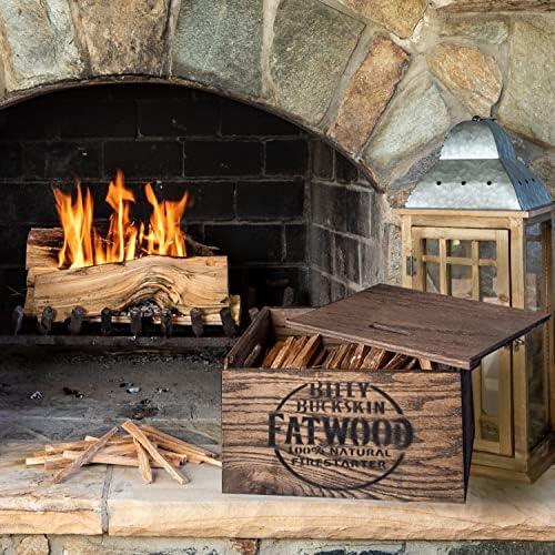 10 lb. Fatwood Poklon set kutija / štapići za paljenje vatre u elegantnoj tamnoj drvenoj kutiji