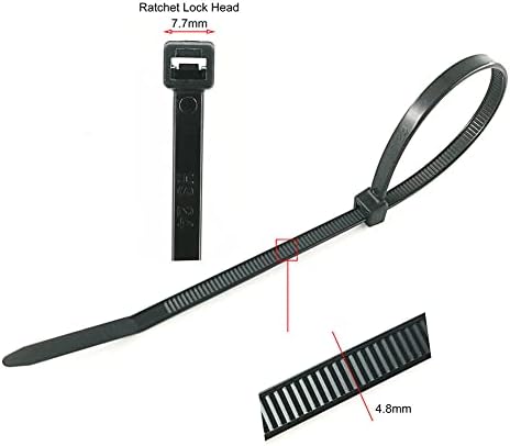 HS UV zaštićene patentne vezice 12 inča Samoblokirajuće plastične vezice 12 inča crne najlonske vezice za kablove 50 LBS, Vanjska unutrašnja namjena