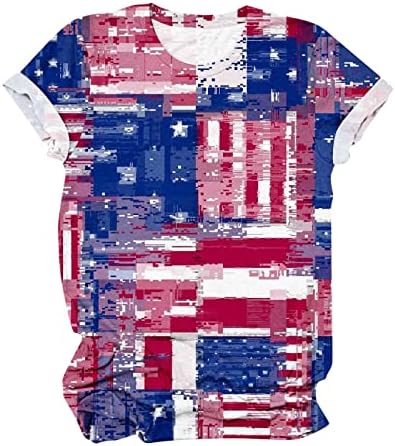Ženska američka zastava T-Shirt kratki rukav 4. jula SAD Zastava Tops ljeto labava Patriotska novost