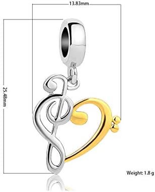 MiiFort Treble bas muzika Note Dangle Charm za narukvice ogrlice privjesci kompatibilni sa Pandora