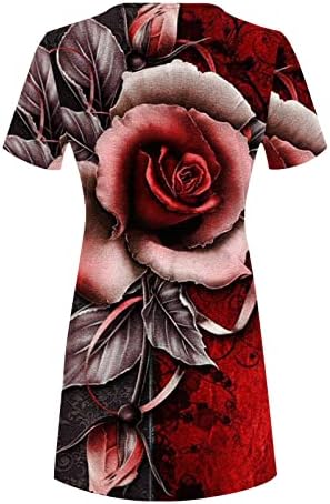 Ženske kratke rukave haljine sa cvetnim printom modni letnji labavi Casual Tunic Swing Shirt Dress
